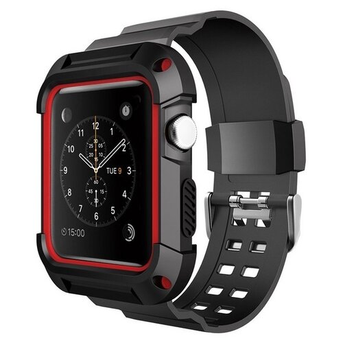 Ремешок Krutoff One-piece для Apple Watch 38/40mm (black/red)