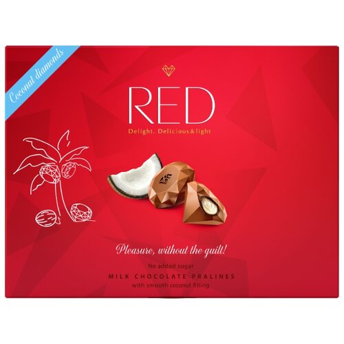 фото Набор конфет Red Пралине из молочного шоколада с кокосовой начинкой 132 г красный
