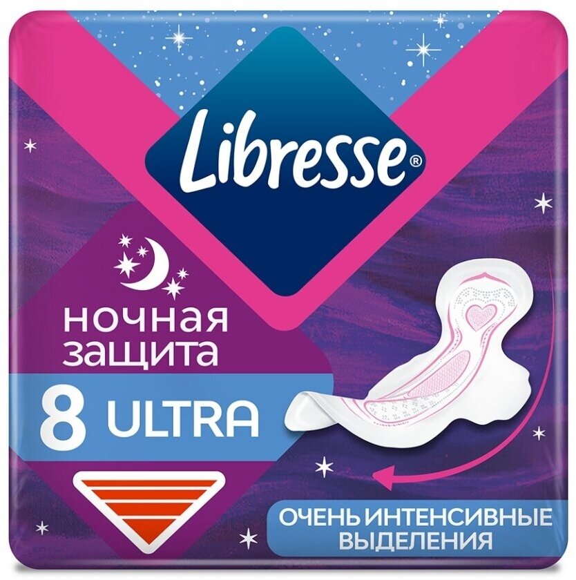 Женские прокладки Libresse Ultra ночные 8 шт