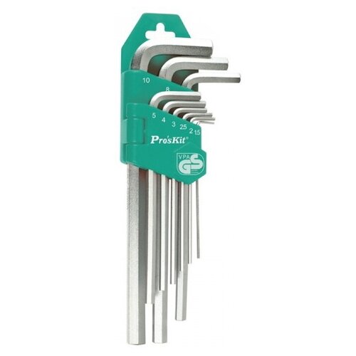 Набор г-образных ключей Pro'sKit HW-129, 9 предм., зеленый