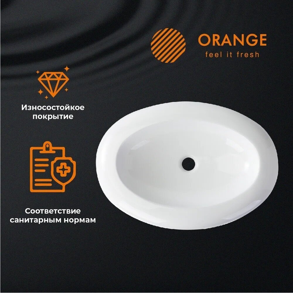 Orange B08-640w раковина накладная, белая - фотография № 9