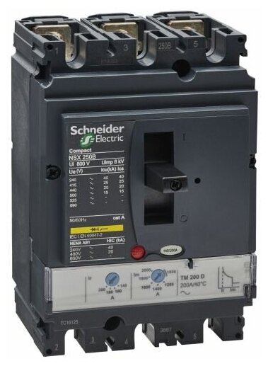 Автоматический выключатель Schneider Electric LV431111 Compact NSX 250B TM200D 3P 3T