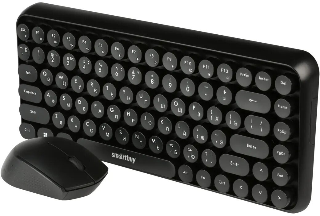 Беспроводной комплект клавиатура+мышь Smartbuy 626376AG мультимедийный с круглыми клавишами черный