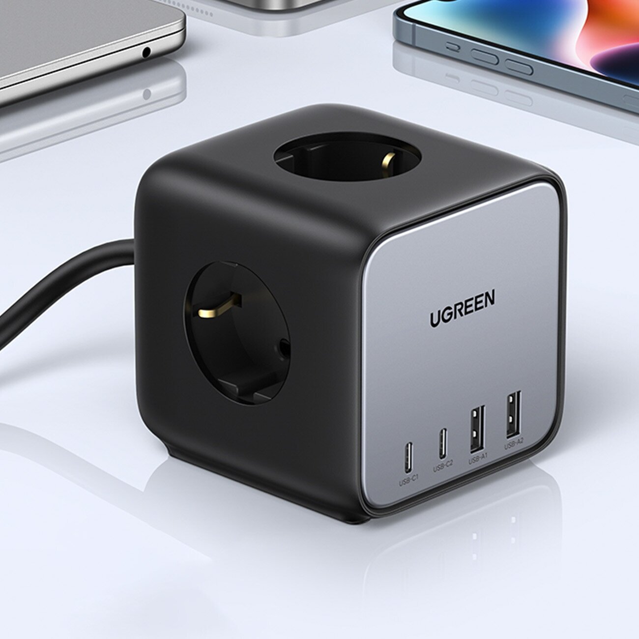 Зарядное устройство сетевое UGREEN 60113_ DigiNest Cube Charging Station 65W with 2*USB-C and 2*USB-A, цвет: серый космос - фото №13