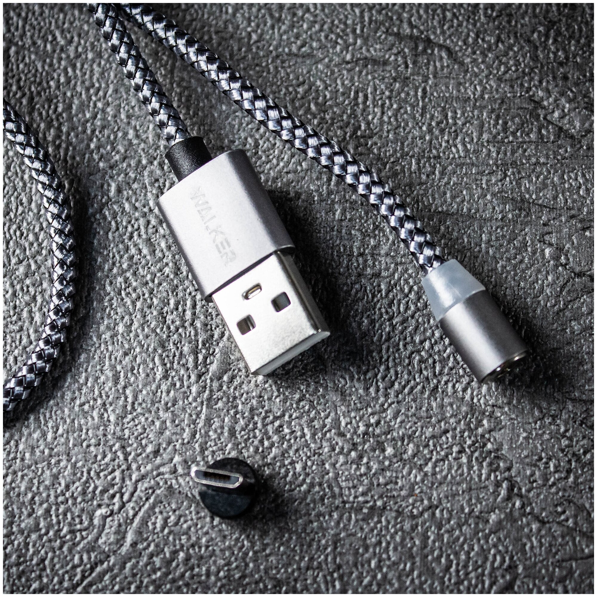 Магнитный кабель с индикатором заряда для телефона USB - micro USB WALKER
