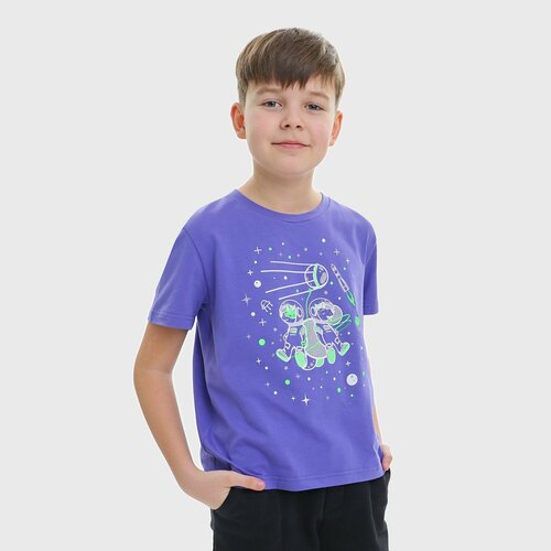 фото Футболка роскосмос, размер 104, фиолетовый