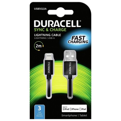 фото Кабель Duracell USB - Lightning MFI (USB5022) 2 м черный