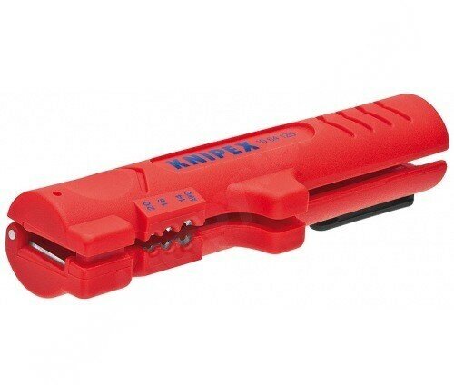 Стриппер KNIPEX KN-1664125SB для плоского (до 12) круглого и водостойкого монтажного кабелей (Ø 4 - 13 в тч NYM кабель 3 x 15² - 5 x 25²) зачистка: 08 15 25² (AWG 20 16 14) L-125