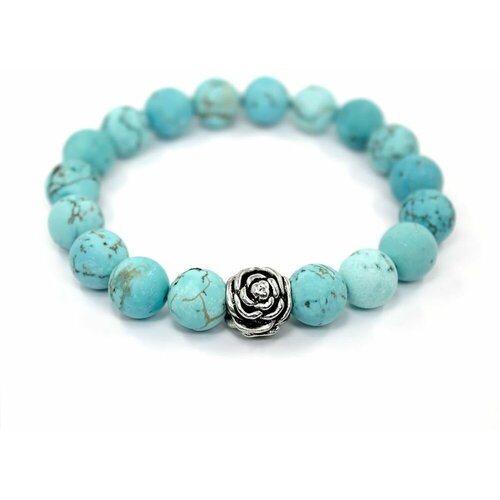 фото Handinsilver ( посеребриручку ) браслет из матовой бирюзы 10мм с розой