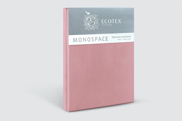 Простынь на резинке Ecotex "Моноспейс", сатин - 100% хлопок, 90х200х23, бузина
