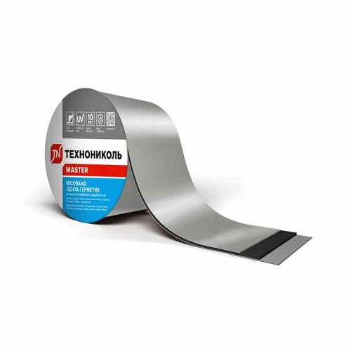 Лента-герметик самоклеящаяся Технониколь Nicoband, битумно-полимерная, 10 м x 15 см, серебристая