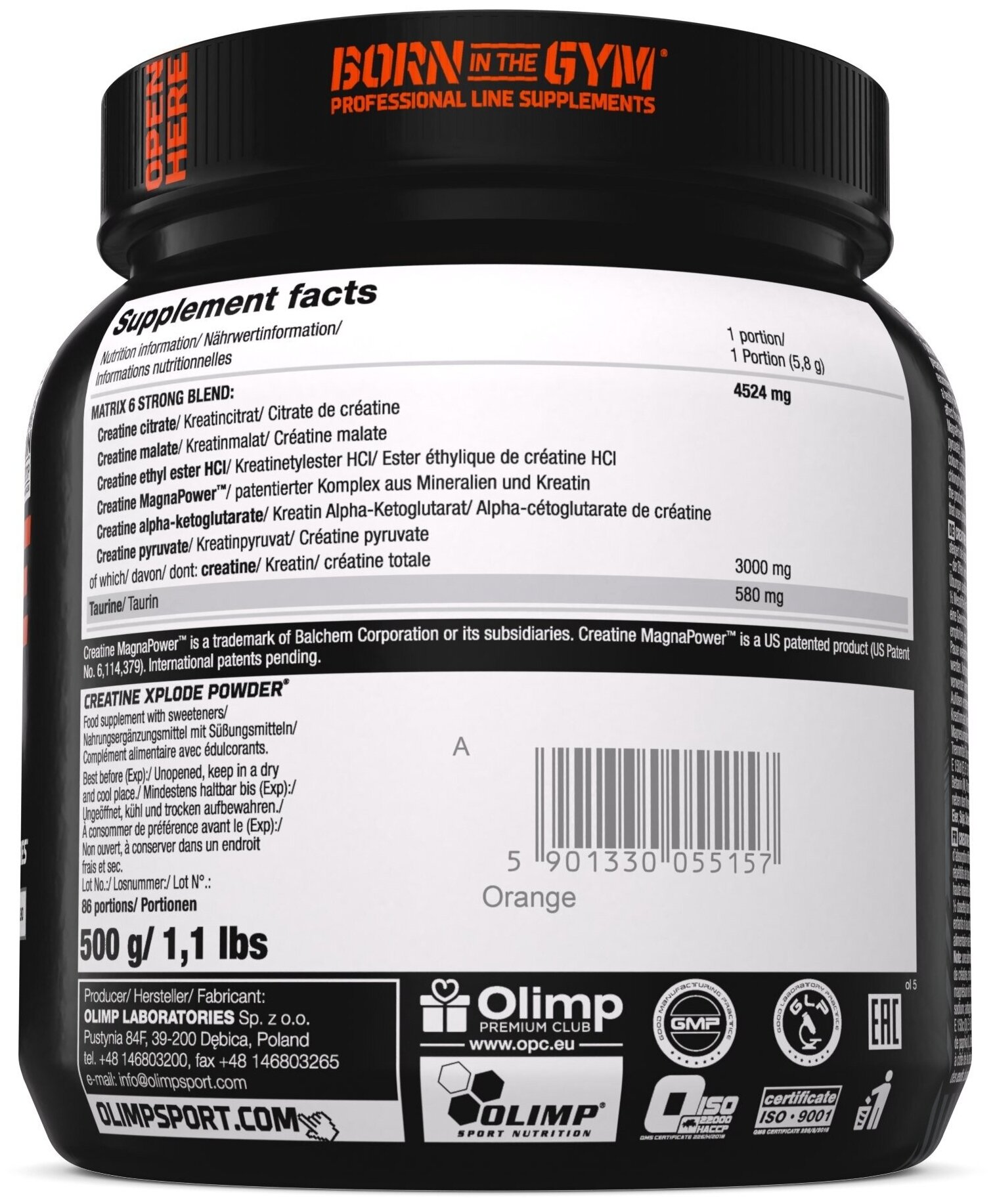 Olimp Nutrition, Creatine Xplode Powder (500 г) (апельсин)