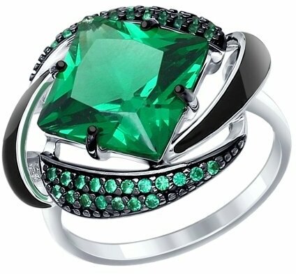 Кольцо Diamant online, серебро, 925 проба, эмаль, кварц, фианит