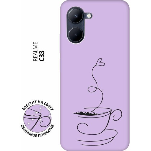 Силиконовый чехол на realme C33, Рилми С33 Silky Touch Premium с принтом Coffee Love сиреневый силиконовый чехол на realme c33 рилми с33 silky touch premium с принтом sarcasm element сиреневый