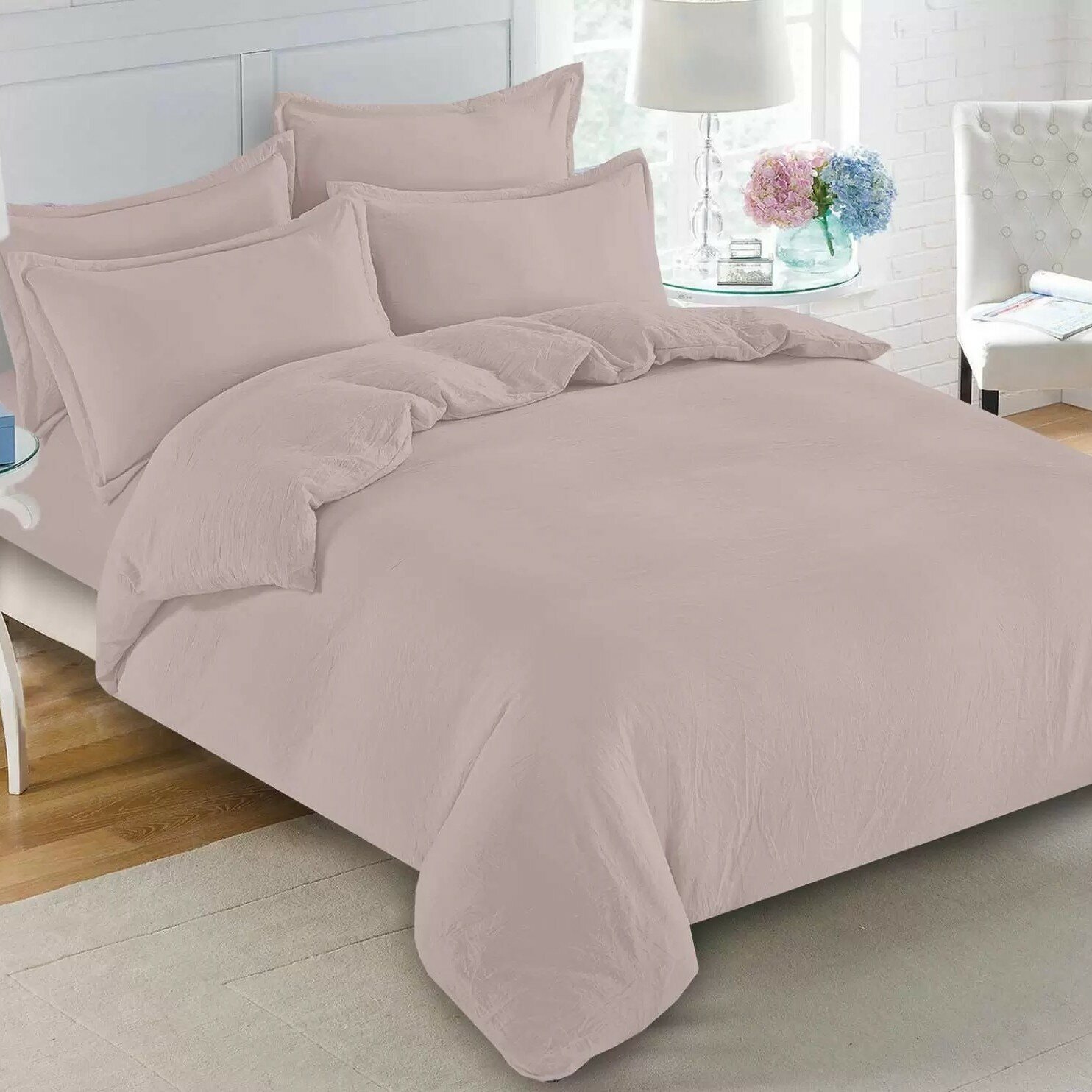 Комплект постельного белья Павлина Luxury 2-спальный (М254) Пудровый - фотография № 2