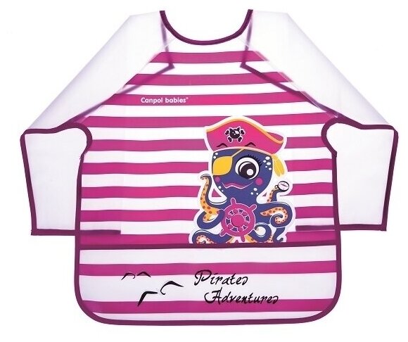 Фартук для рисования детский с рукавами Canpol Babies, 3+ Pirates, цвет: розовый