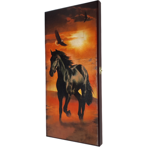 нарды в деревянной коробке конь на закате Нарды в деревянной коробке Конь на закате