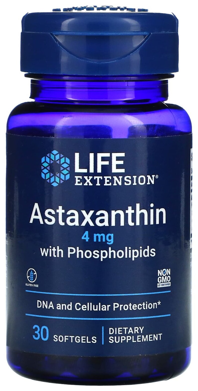 Капсулы Life Extension Astaxanthin with Phospholipids, 50 г, 4 мг, 30 шт.