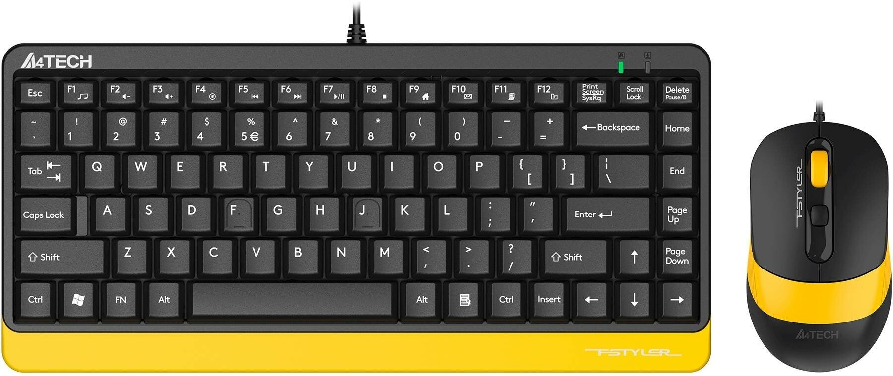 Комплект клавиатура+мышь A4Tech Fstyler F1110 черный/черный (f1110 bumblebee)