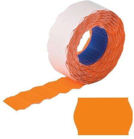 Этикет-лента 22х12 мм, волна, оранжевая, комплект 5 рулонов по 800 шт, BRAUBERG, 123574