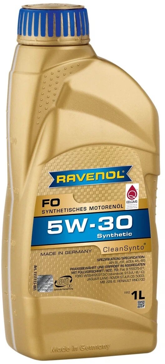 Синтетическое моторное масло RAVENOL FO SAE 5W-30, 1 л, 1 шт.