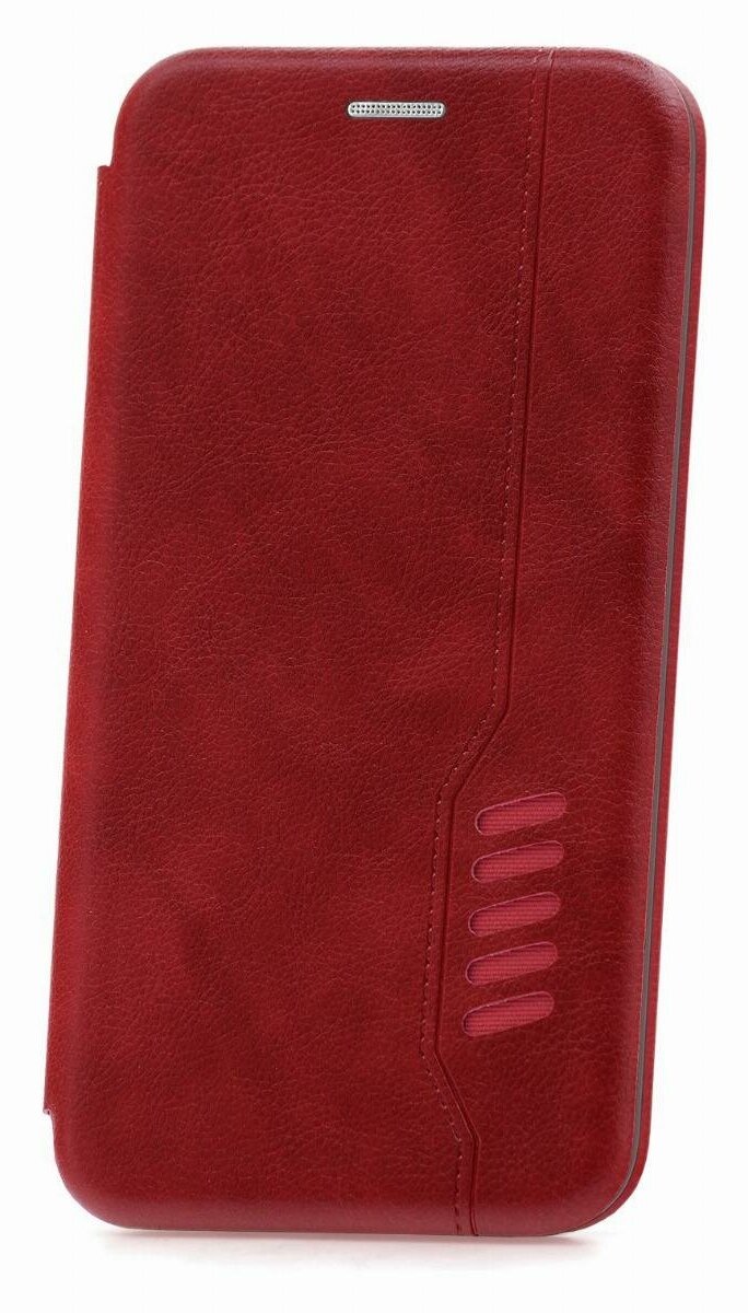 Чехол на Huawei P40 Kruche Open Book-1 красный, книжка с карманом для карт, противоударный кейс с магнитом, с защитой камеры, с подставкой