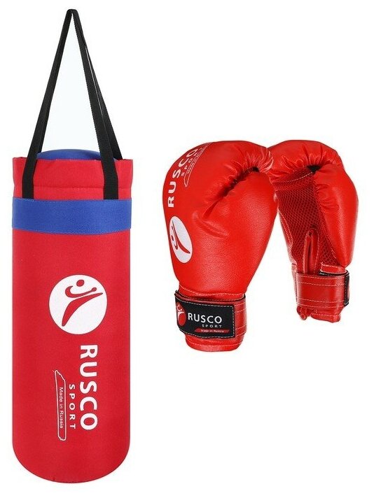 Набор боксёрский для начинающих RUSCO SPORT: мешок + перчатки, цвет красный (6 OZ)
