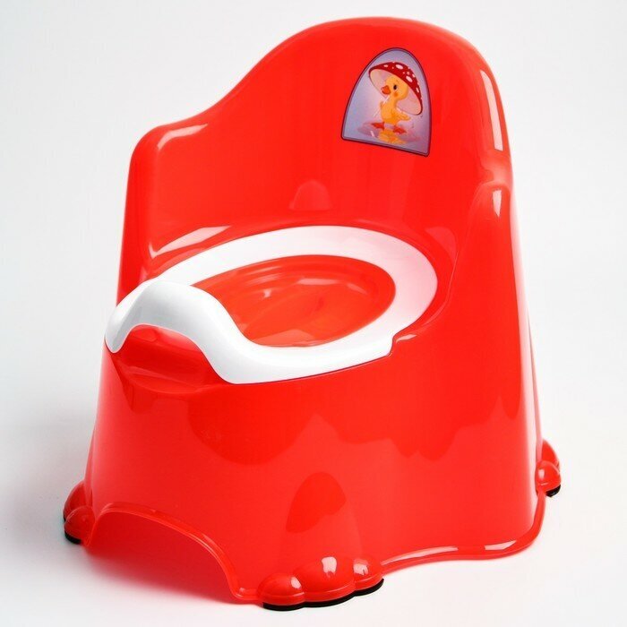DDSTYLE Горшок детский антискользящий «Комфорт» с крышкой, съёмная чаша, цвет красный