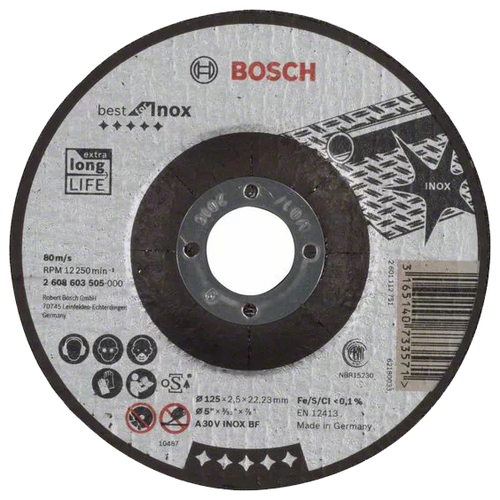 Диск отрезной BOSCH Best for Inox 2608603505, 125 мм, 1 шт. диск отрезной bosch best for metal 2608603518 125 мм 1 шт