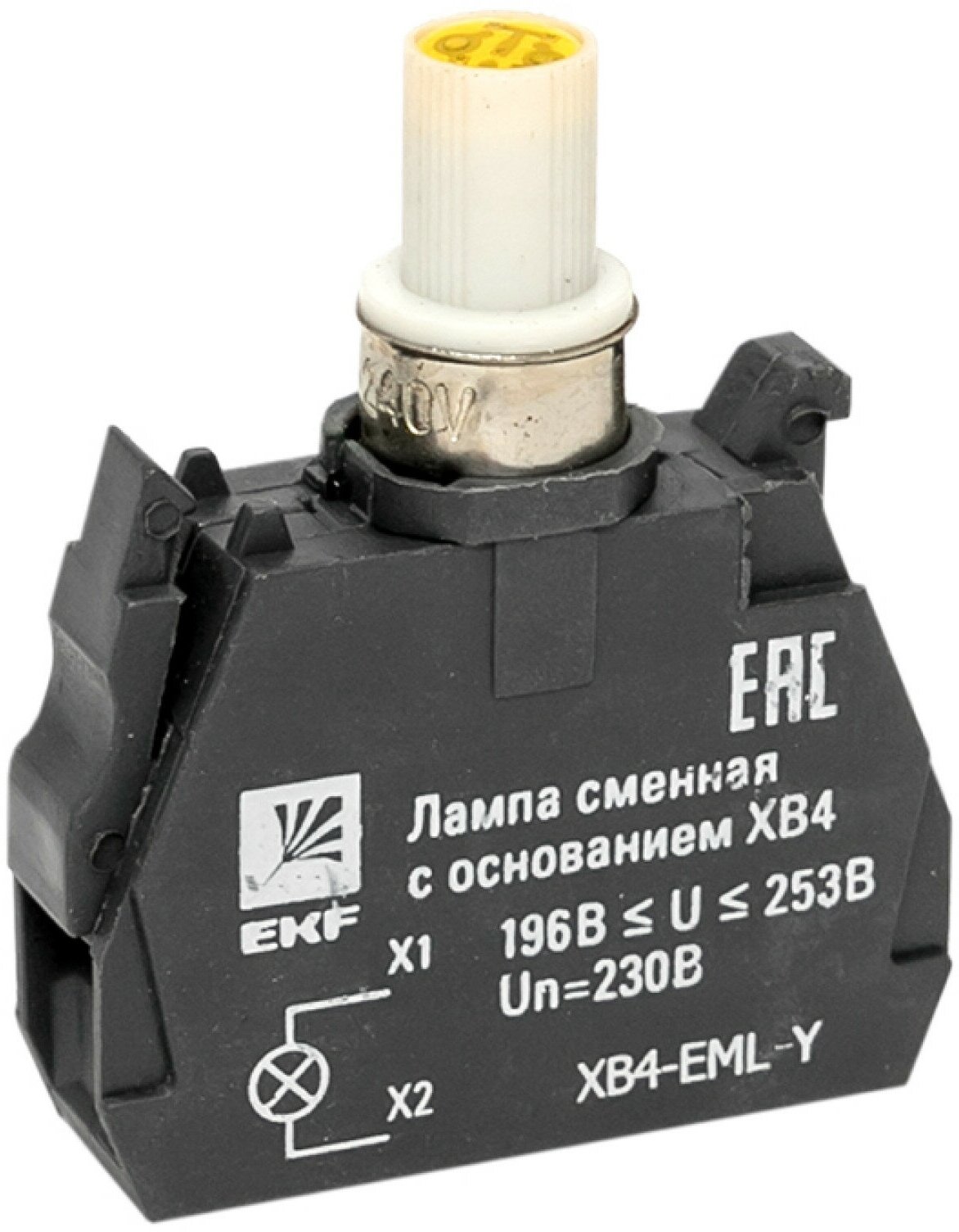 Лампа сменная c основанием XB4 желтая 230В EKF PROxima