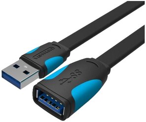 Удлинитель Vention USB 3.0 AM/AF, плоский (VAS-A13-B100) 1 м, черный, 1 м