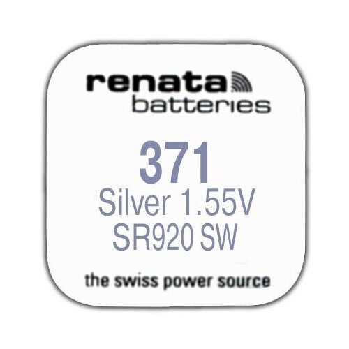 R (SR 920 SW, 1.55V, 38mAh, 9.5x2.1mm)(батарейка для часов), RENATA 371 (10 шт.) renata r sr 927 sw 1 55v 57mah 9 5x2 6mm батарейка для часов renata 395 1 шт