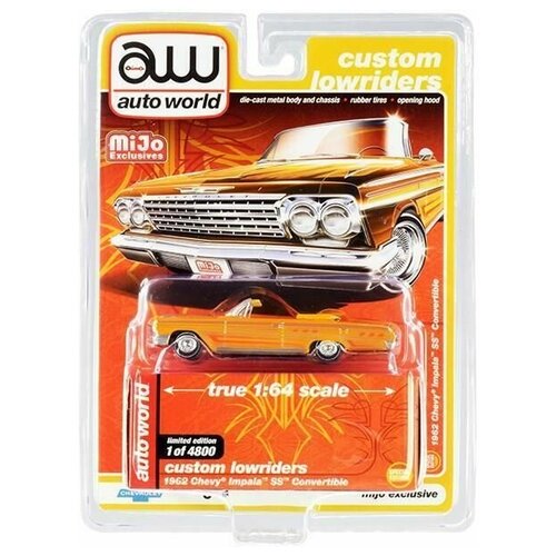 Коллекционная модель Auto World 1962 Chevy Impala SS Convertible Yellow