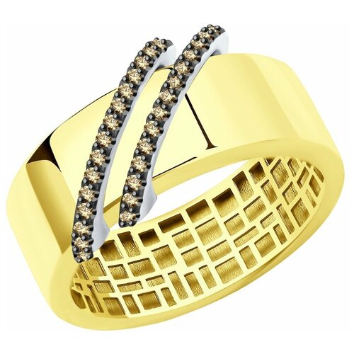 Кольцо SOKOLOV, желтое золото, 585 проба, бриллиант, размер 18 35 02 тонкое скрученное кольцо из желтого золота с тремя бриллиантами