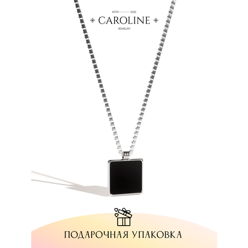 Колье Caroline Jewelry, эмаль, длина 45 см, серебряный, черный