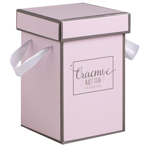 Коробка подарочная Дарите счастье «Счастье ждёт тебя», 10х18 см, розовый