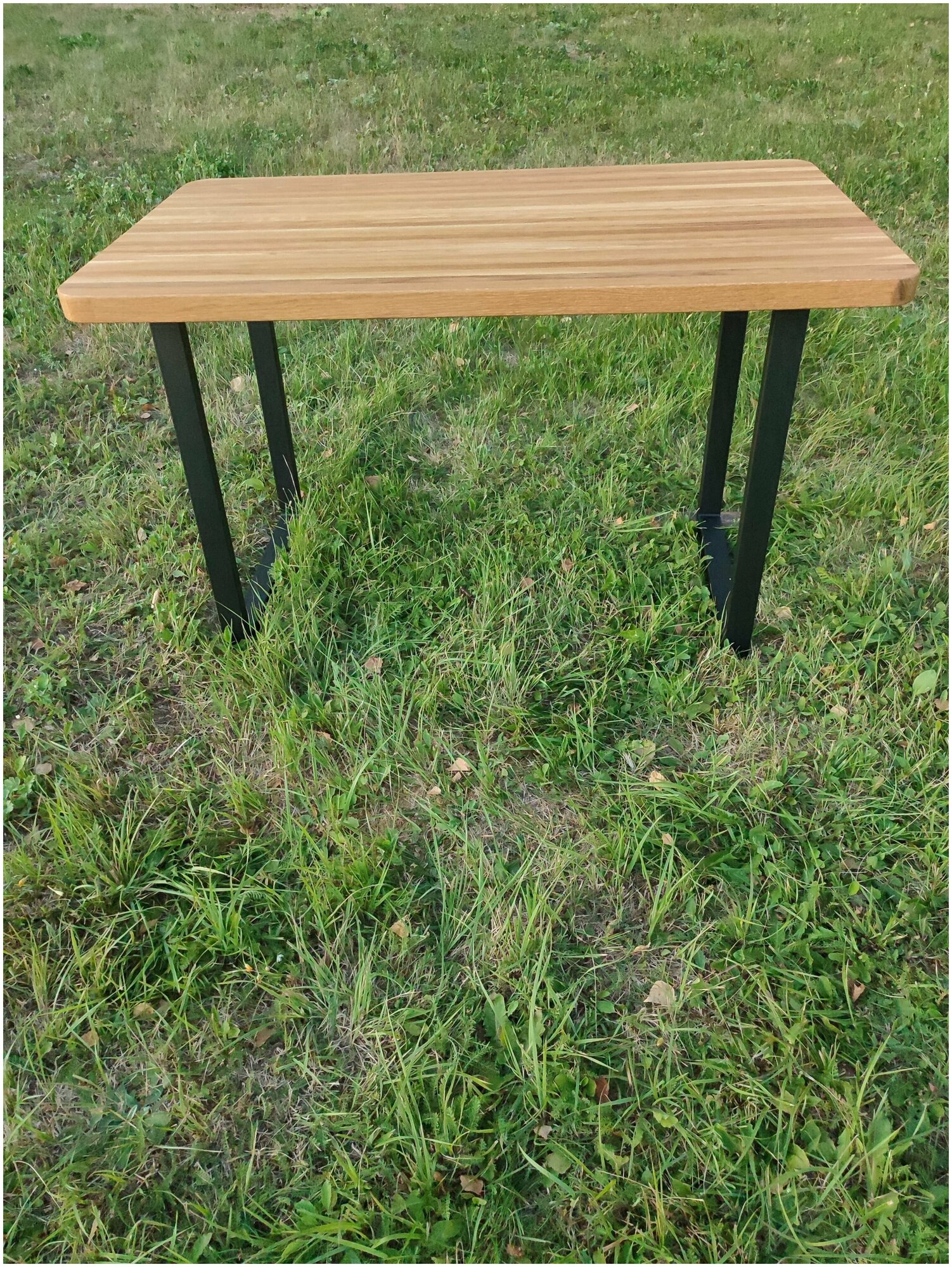 Стол лофт 120*60*75 см/ Salomon table/ массив дуба/натуральное дерево/цельноламельный дуб/белое металлическое подстолье.