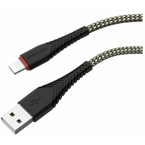 Кабель Borofone BX25, Lightning - USB, 2.4 А, 1 м, нейлоновая оплётка, чёрный