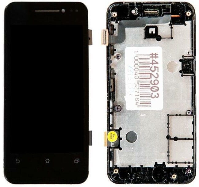 Дисплей в сборе с тачскрином и передней панелью для Asus Zenfone 4 (A400CG) чёрный (4.0")