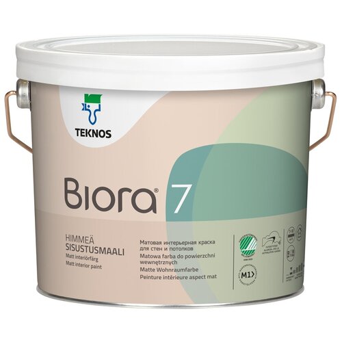Краска акриловая TEKNOS Biora 7 влагостойкая моющаяся матовая бесцветный 2.7 л