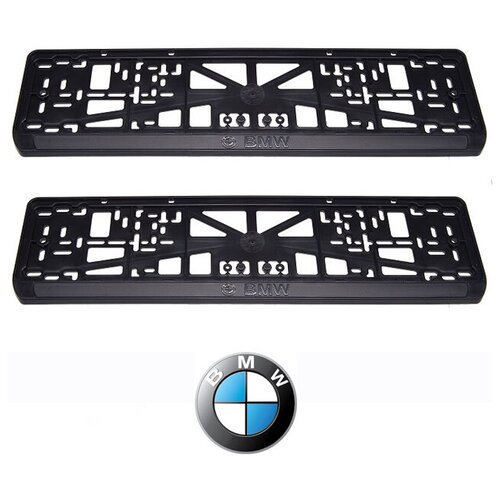 Рамки номерного знака BMW, пластиковые, комплект: 2 рамки, 4 хромированных самореза