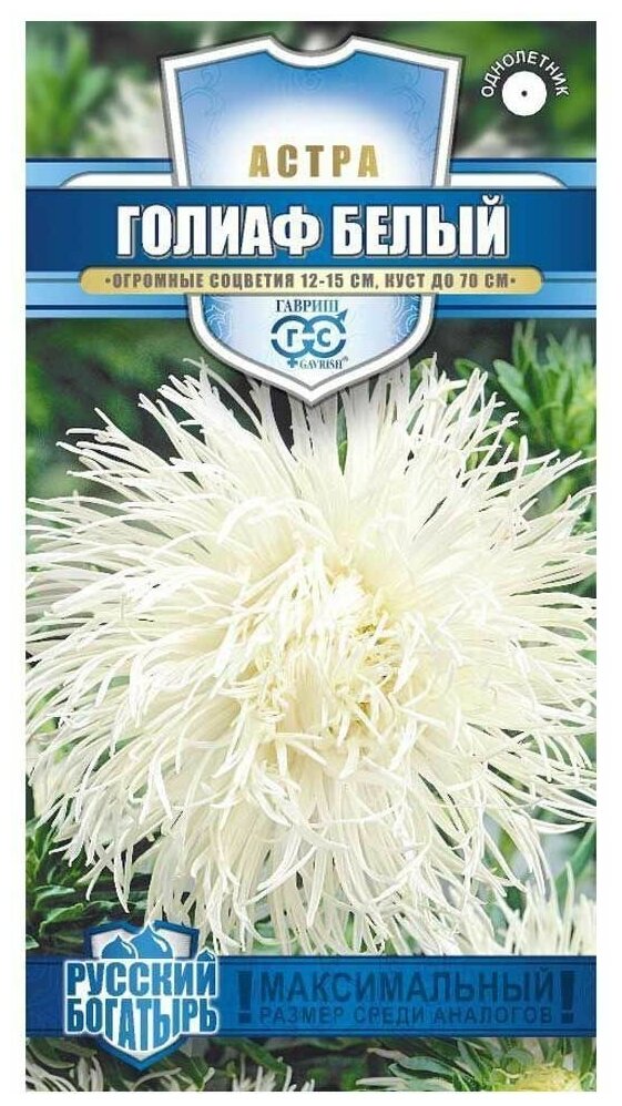 Семена гавриш Русский богатырь Астра Голиаф игольчатая белая Арт. 1999949489 03г