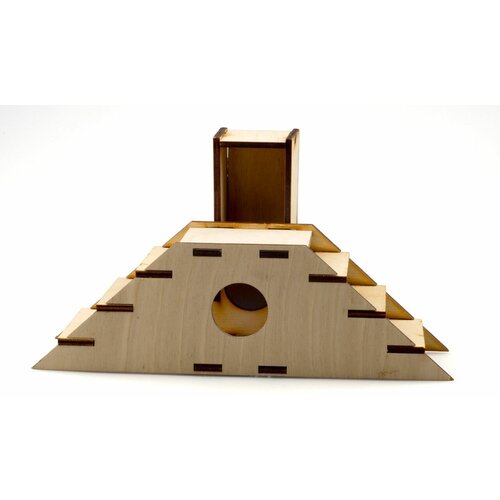 Вака Домик для грызунов деревянный, Эстакада с лифтом, 12х22х12 см