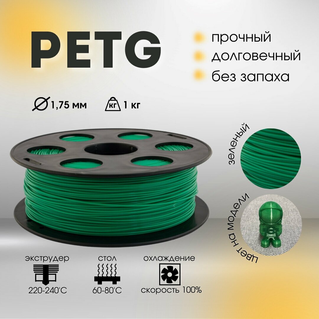 Зеленый PETG пластик Bestfilament для 3D-принтеров 1 кг (1,75 мм)