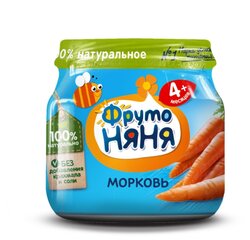 Пюре ФрутоНяня из моркови, с 4 месяцев, 80 г, 1 шт