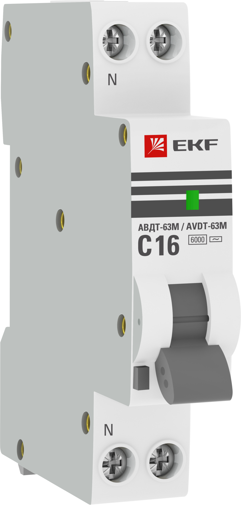 Дифференциальный автомат АВДТ-63М 16А- 10мА (1мод, хар. C, электронный тип AС) 6кА EKF PROxima