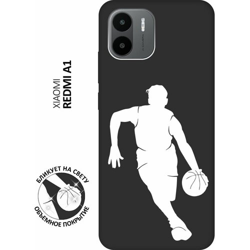 Матовый чехол Basketball W для Xiaomi Redmi A1 / Сяоми Редми А1 с 3D эффектом черный матовый чехол basketball w для xiaomi redmi 10 сяоми редми 10 с 3d эффектом черный