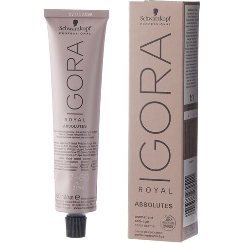 Schwarzkopf Professional Royal крем-краска Absolutes, 7-60 средний русый шоколадный натуральный, 60 мл schwarzkopf professional royal крем краска absolutes age blend 7 560 средний русый золотистый шоколадный 60 мл