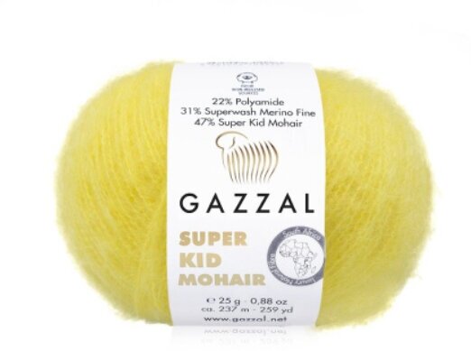 Gazzal super kid mohair 22% полиамид 31%мериносовая шерсть 47% Кид мохер;25гр-237м(1 моток)