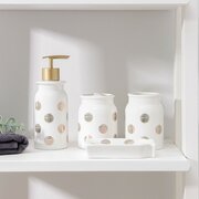 Набор аксессуаров для ванной комнаты «Золото», 4 предмета (дозатор 350 мл, мыльница, 2 стакана), цвет белый